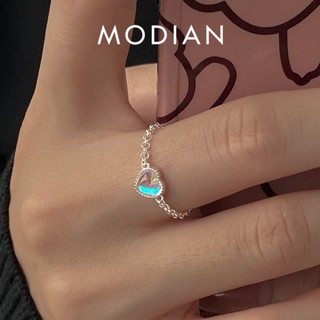  Modian Mới Bạc 925 Trái Tim Tự Nhiên Đá Mặt Trăng Có Thể Điều Chỉnh Nhẫn Dành Cho Nữ Mỹ Trang Sức Vĩnh Cửu Liên Kết Dây Xích Nhẫn 