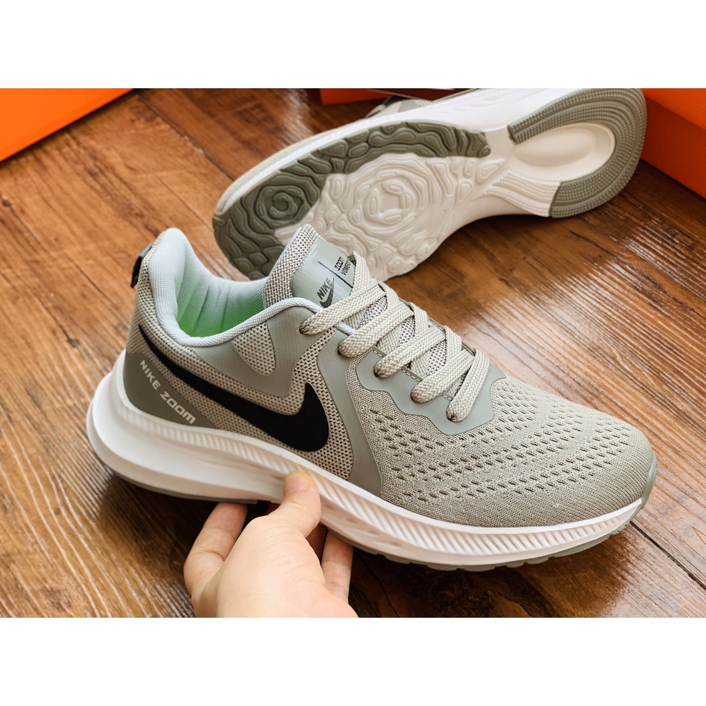 FULL BOX Giày Nike_Zoom Nam màu Ghi Thể Thao Sneakers Siêu Nhẹ chạy bộ dành cho nam đế êm thoáng khí