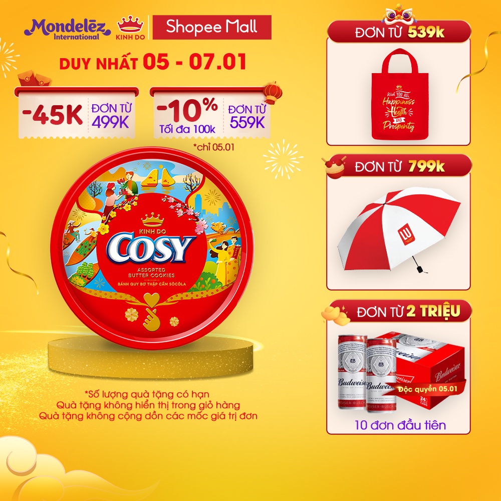 Bánh quy Cosy Thập cẩm socola, hộp quà Tết 378g