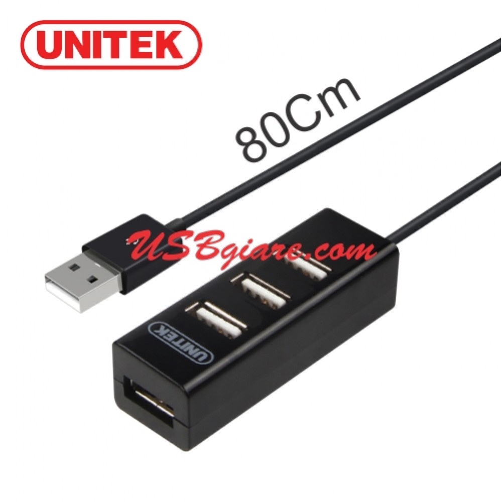BỘ CHIA CỔNG USB HUB 2.0 4 CỔNG UNITEK Y-2140 DÂY DÀI 80CM