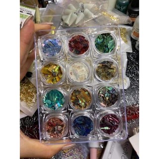 Sét xà cừ mix 12 màu ẩn móng, xà cừ trang trí móng
