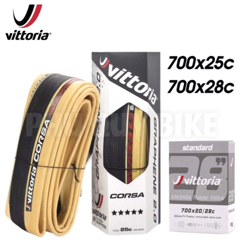 Vỏ Gấp Viền Vàng 700x25c 700x28c Vittoria CORSA & Ruột Đi Kèm