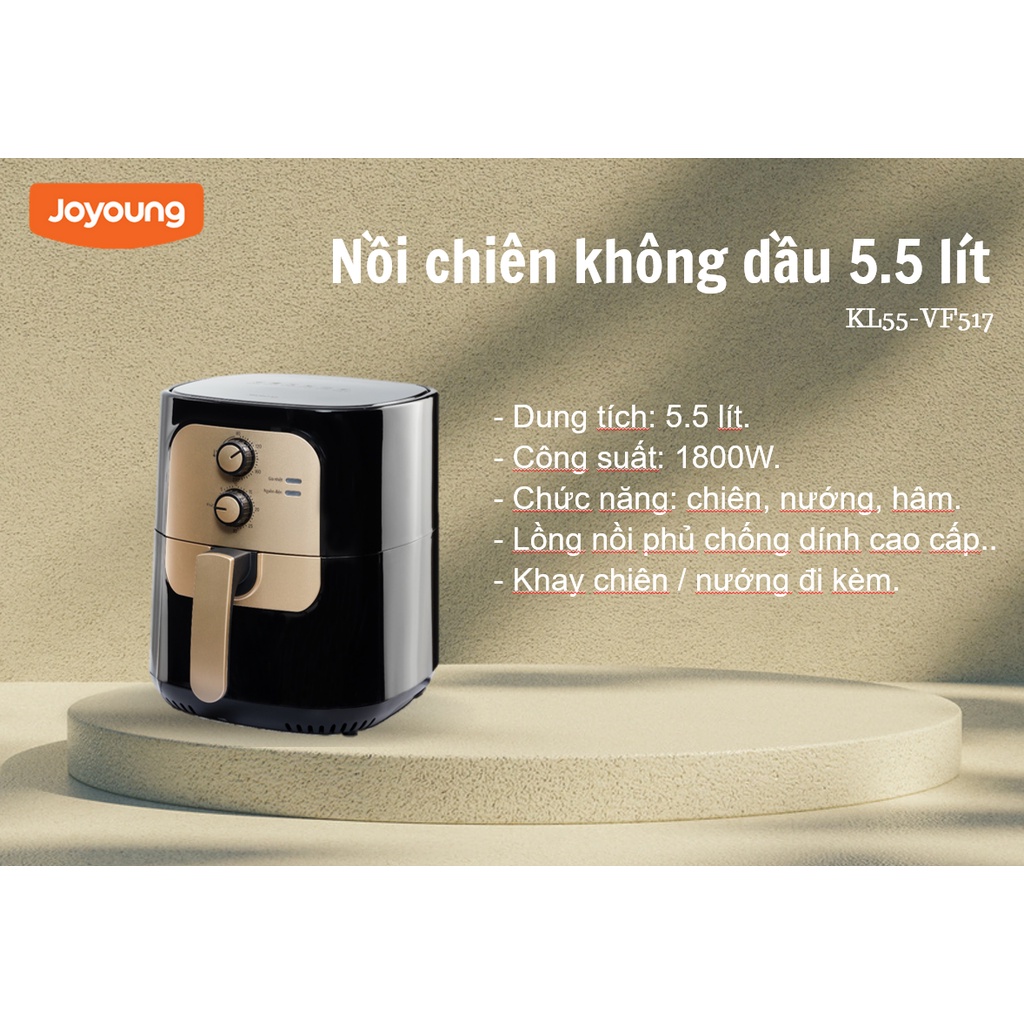 Nồi chiên không dầu JOYOUNG 5.5 lít KL55-VF517 Đa chức năng, chiên, nướng, hâm - Bảo hành 12 tháng
