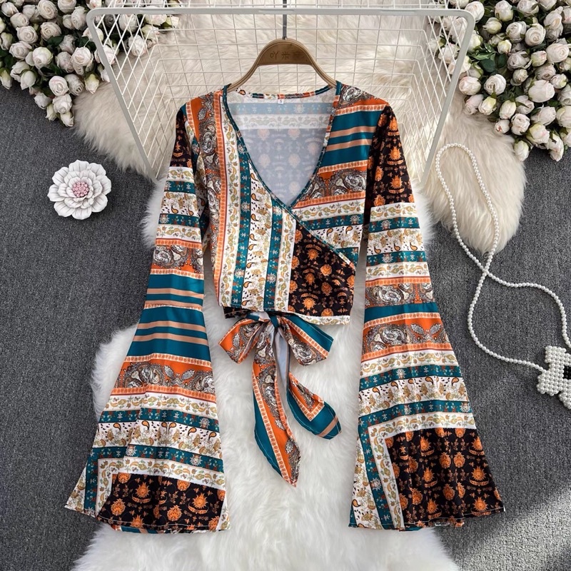 Áo boho tay xoè thổ cẩm ( order )
