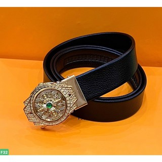 Thắt lưng nam da cao cấp, mặt đính đá xoay