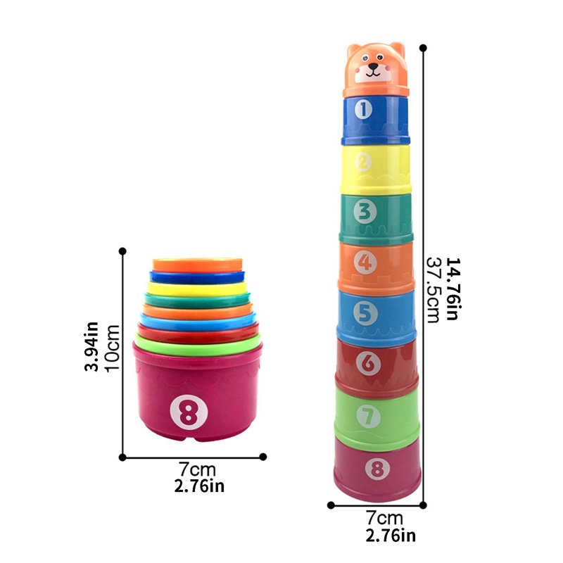 Đồ Chơi Tháp Cốc Xếp Chồng Nhiều Màu Sắc Giáo Dục Sớm Cho Bé