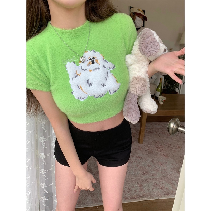 Áo sweater Mềm Mại Tay Ngắn Lưng Cao Nhiều Màu Dễ Phối Đồ Cho Cún Cưng