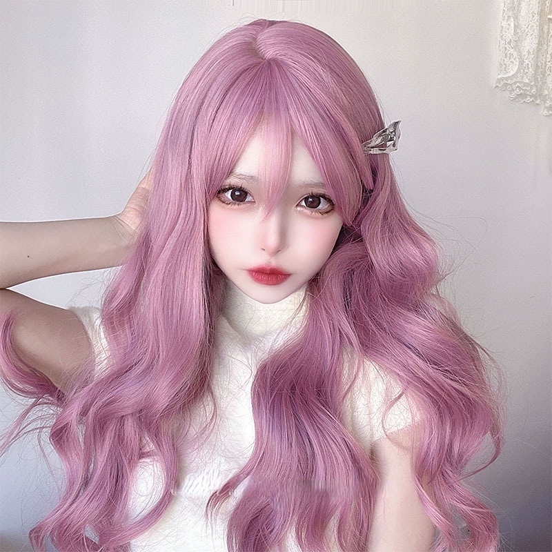Bộ Tóc Giả Xoăn Dài Màu Tím / Hồng / Tím Phong Cách Lolita Dành Cho Nam Và Nữ