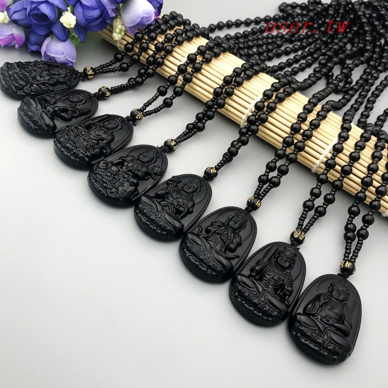 Giả Obsidian Benming Phật Mặt Dây Chuyền Cung Hoàng Đạo Vòng Cổ Nam Nữ Amitabha Áo Len Liên Kết Bồ T