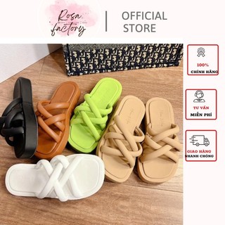 Dép bánh mì đế độn quai ống đan rosa dd-0310