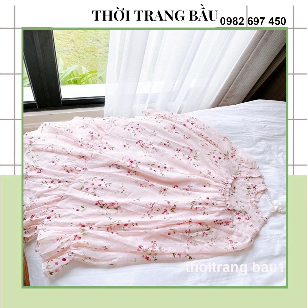 [thoitrangbau1 V47] VÁY BẦU DỰ TIỆC,  CÔNG SỞ-ĐẦM BẦU HOA DÀI TAY THIẾT KẾ DÁNG BABAY DOLL ĐUÔI CÁ CỰC XINH