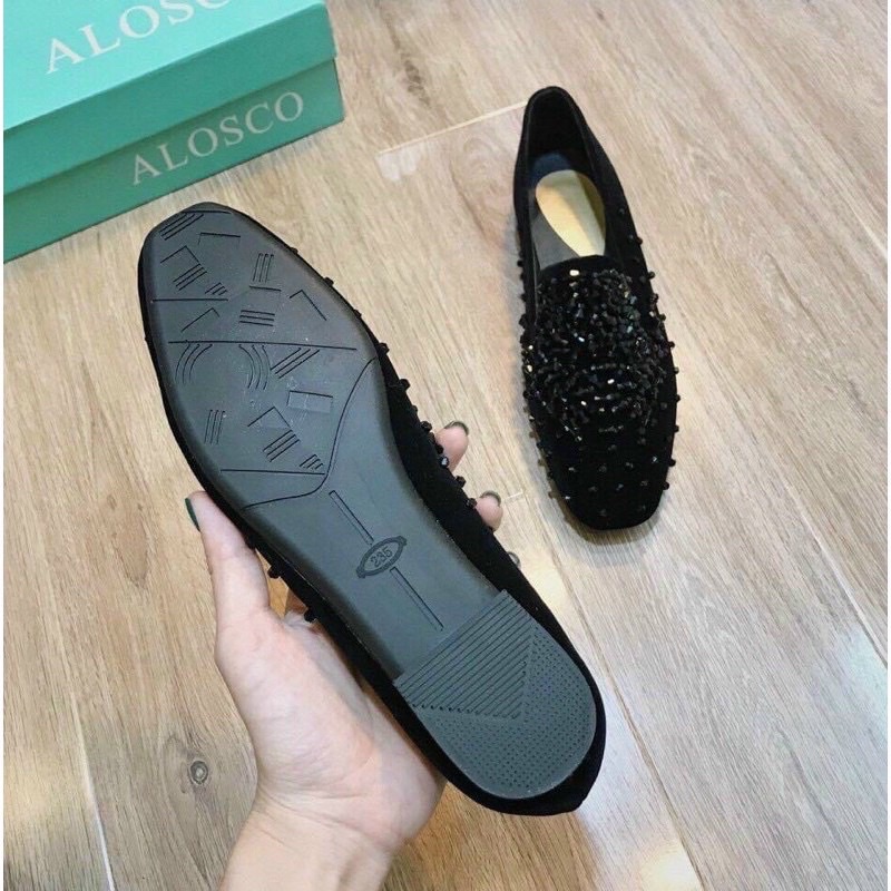 Giày lười slipon nhung đính dá