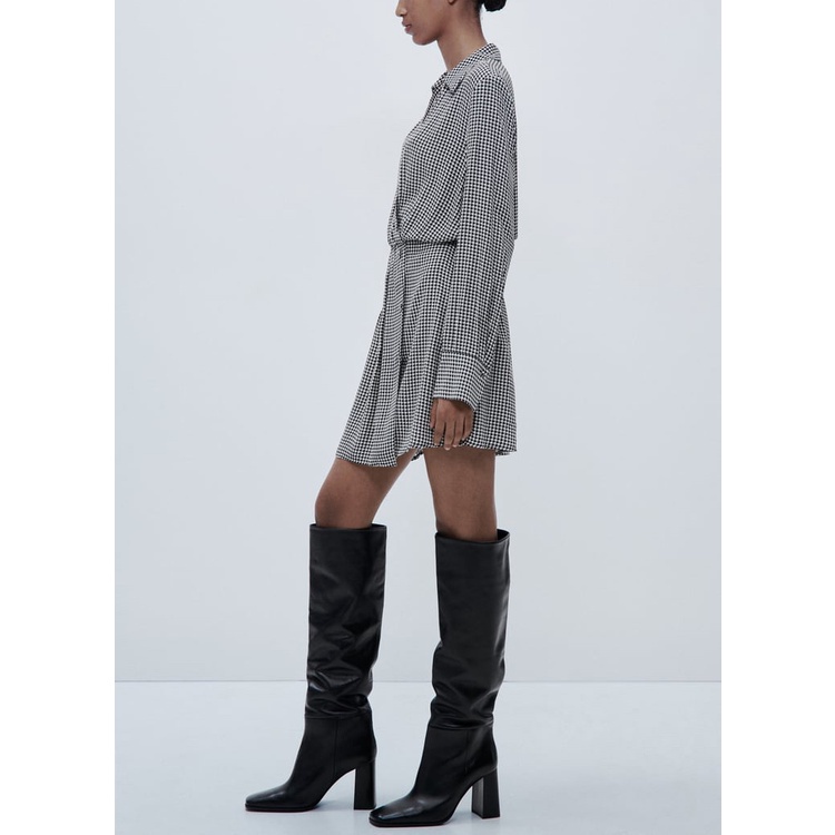 Zara Đầm mini Họa Tiết Sọc Caro Thời Trang Mùa Thu Cho Nữ 9878186