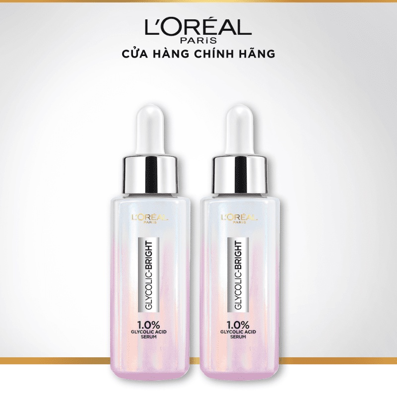 Bộ 2 Serum L'Oreal Paris Glycolic Bright Instant Glowing Serum 1.0% Glycolic Acid 30mlx2