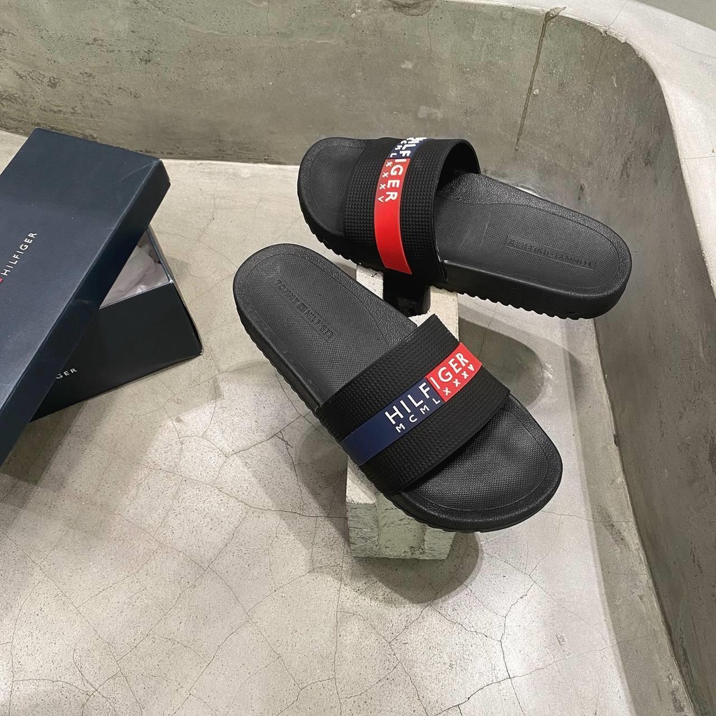 Dép quai ngang Tommy Hilfiger Ronks Black 001 Fullbox | PiuPiu Authentic