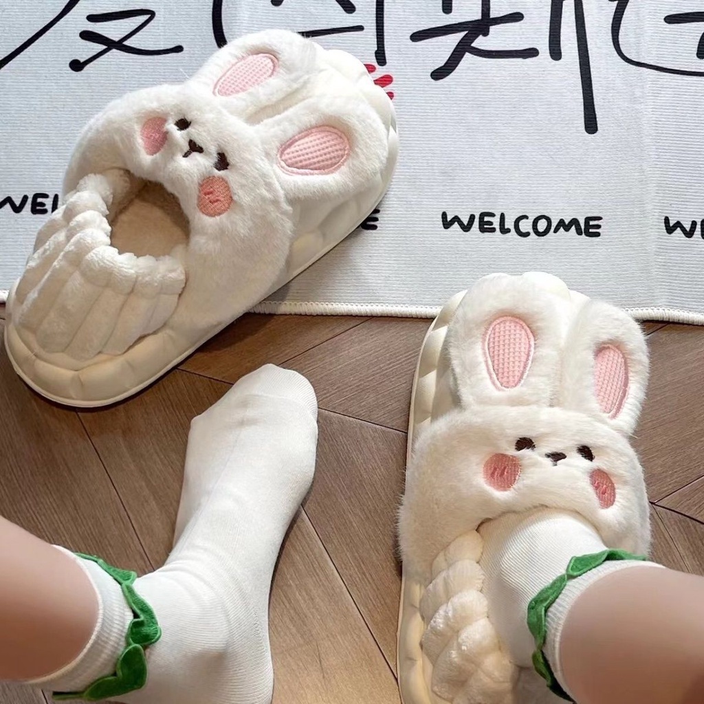 Dép Bông Đi Trong Nhà , Dép Bông Thỏ Đáng Yêu Cho Mùa Đồng,  Mùa Đông Ấm Áp Chống Trượt Có Thể Tháo Rời