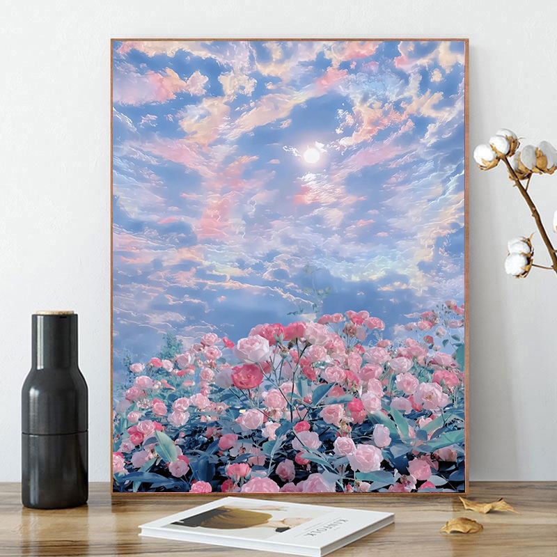 Nong Yang-30*40cm-tranh sơn dầu số hoá-tranh số hóa theo yêu cầu-tranh tô màu số hoá-tranh tô màu theo số- Chữa lành hoa màu mát-Theo màu bát tranh số-tranh đính đá