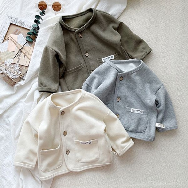 Áo Khoác Cardigan Dáng Rộng Cổ Tròn Thoải Mái Đa Năng Cho Bé Trai Và Gái Mới