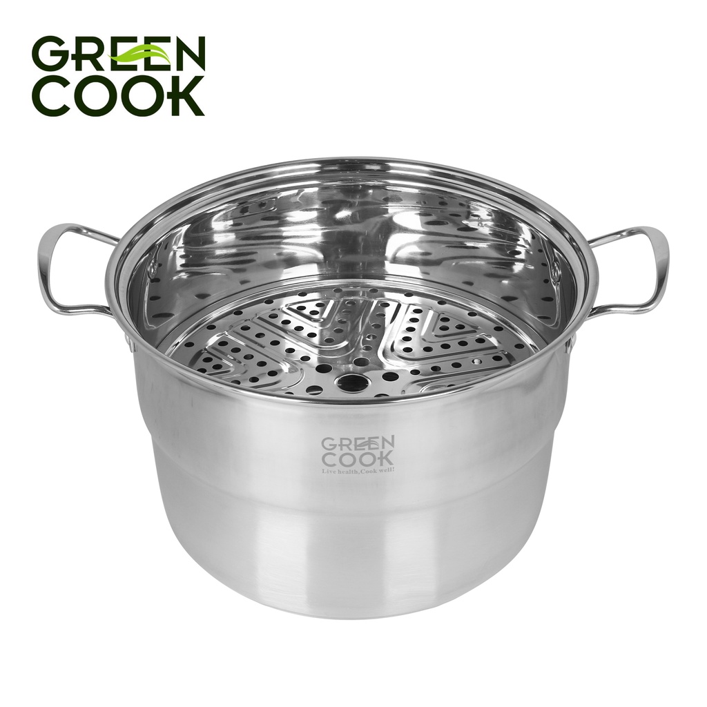 Bộ nồi xửng hấp inox đa năng 26 cm Green Cook GCST01-26IH dung tích 5L sử dụng được trên tất cả các loại bếp