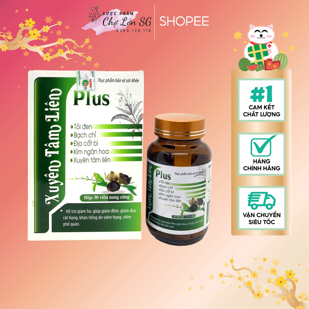Viên uống Xuyên Tâm Liên Plus hỗ trợ giảm ho, giảm đờm - Hộp 30 viên