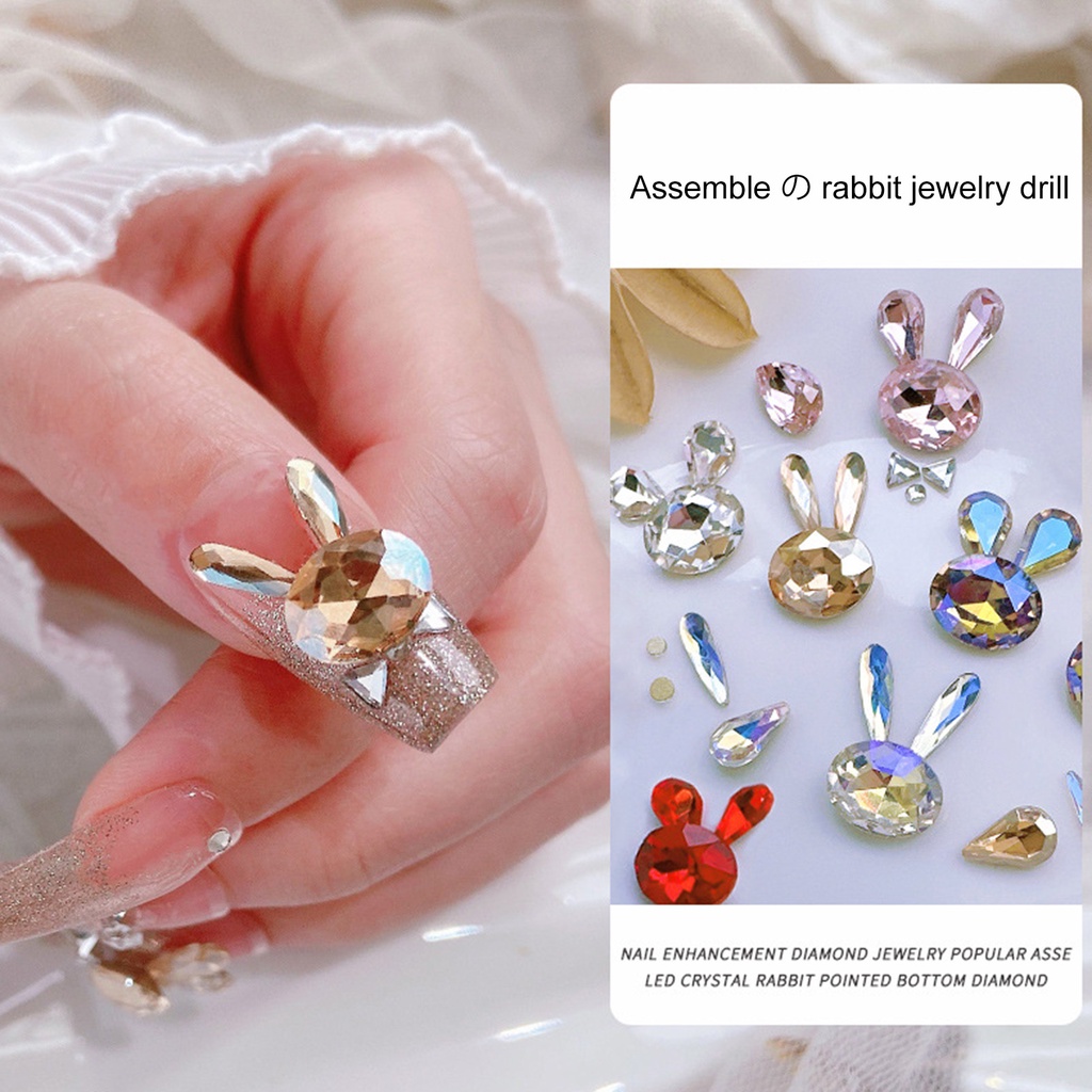 Set 6 Phụ Kiện Trang Trí Móng Nghệ Thuật Hình Thỏ Hoạt Hình 3D DIY