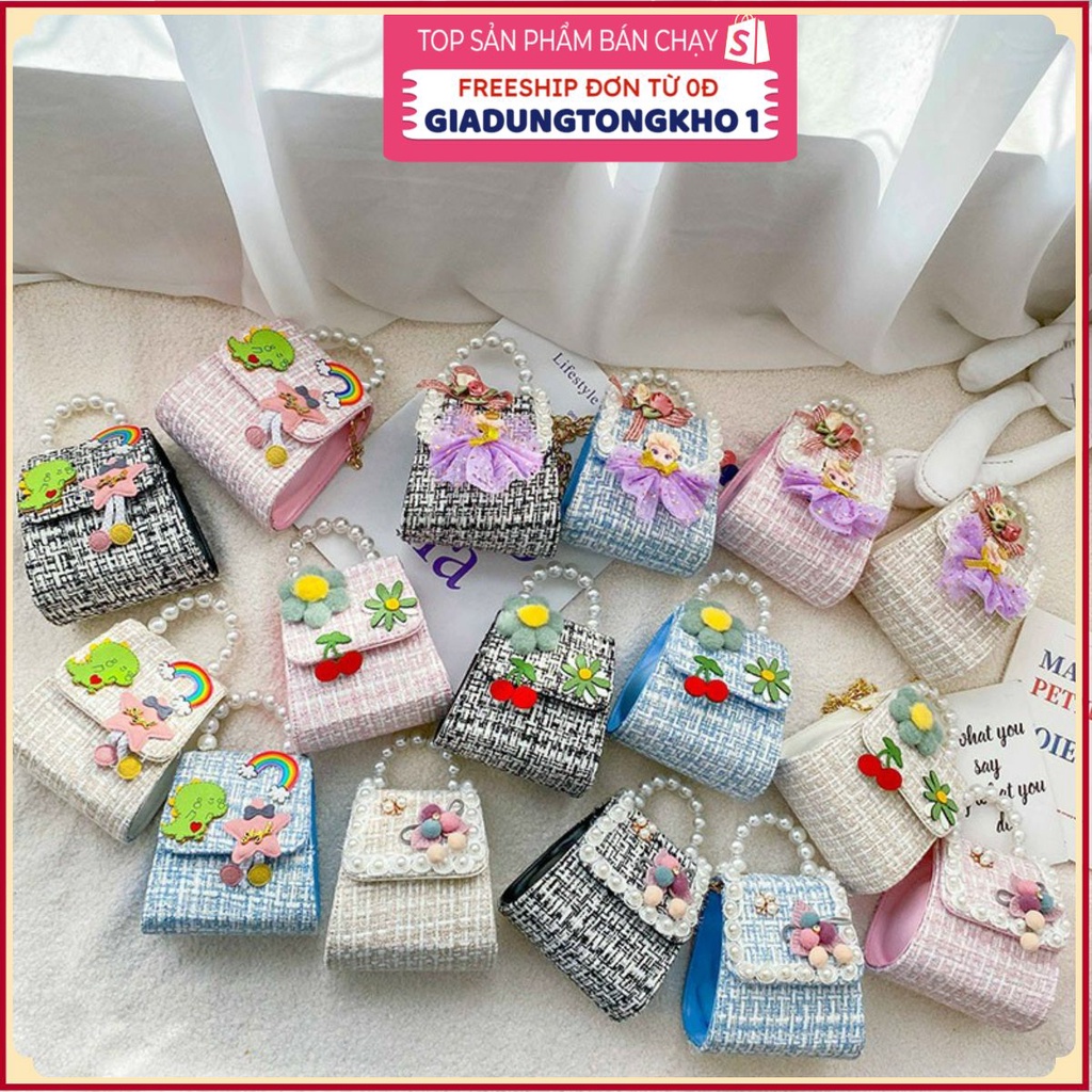 Túi Dạ Vuông Quai Ngọc Siêu XinhGIADUNGTONGKHO1Túi Đeo Chéo Cho Bé Gái Kiểu Dáng Sang Chảnh Phù Hợp Đi Tiệc Đi Chơi