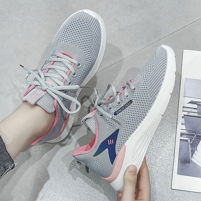 Giày Thể Thao Phối Lưới Thoáng Khí Siêu Nhẹ Chống Trượt Thời Trang Cho Nữ