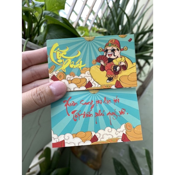 Tấm giấy Mini card danh thiếp chúc mừng Mèo Thần Tài Tết Giáp Thìn xinh xắn trang trí quà tặng @gocdoquyen