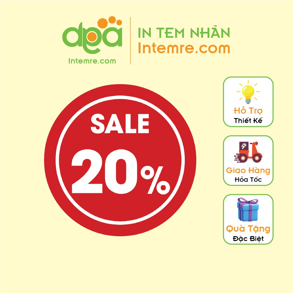 Sẵn 100 Tem Nhãn Giấy, Decal Dán Intemre.com, Giảm Giá, Khuyến Mãi Sale - Kt: 3cm