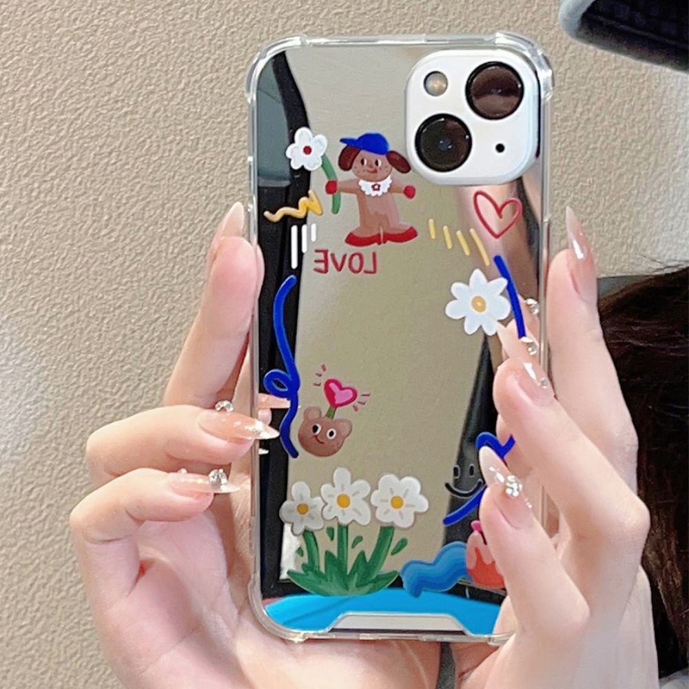 Ốp Điện Thoại TPU Mềm Tráng Gương Chống Sốc In Hình Vẽ Chó Doodle Thời Trang Cho IPhone 14 13 12 11 Pro Max