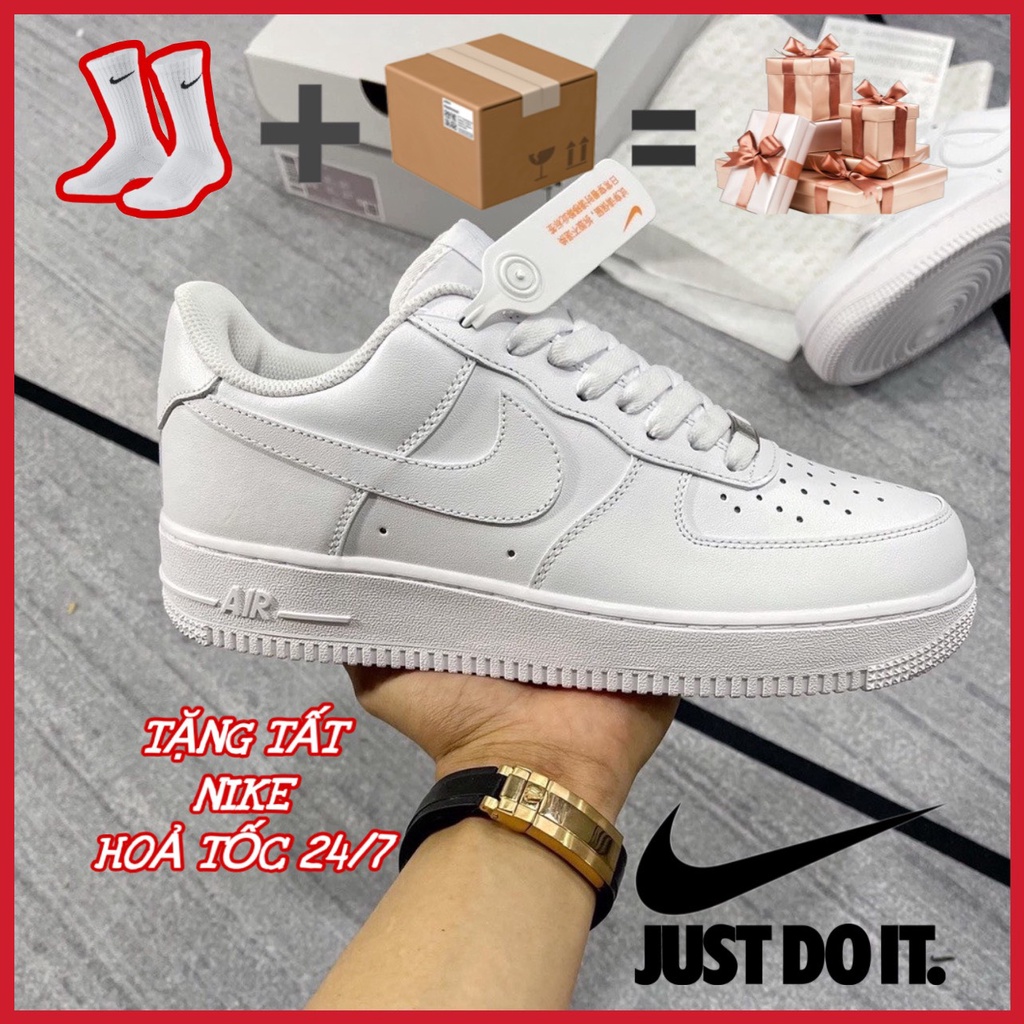 Giày _Nike Air Force 1, AF1 All White, Đế Air Hàng S.Cấp Full Box Bill