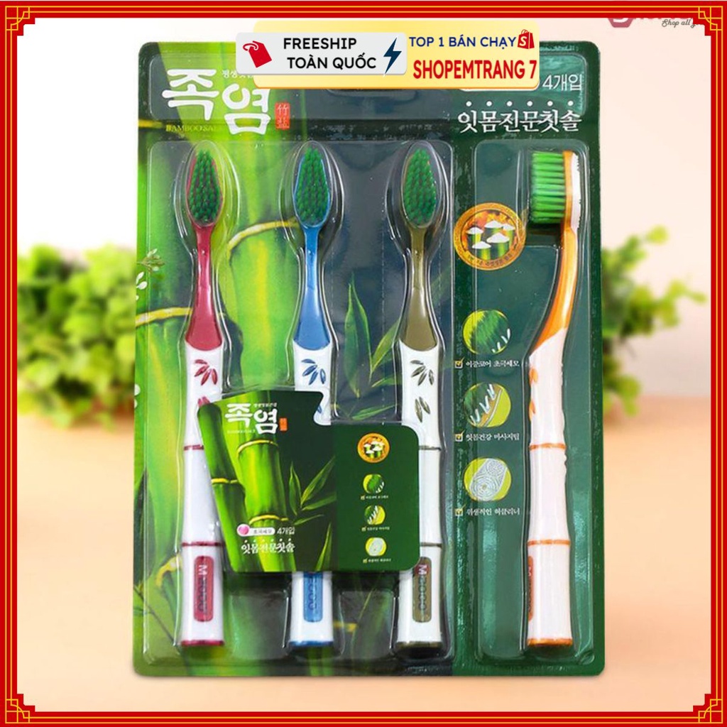 Sẵn hàng combo 10 sét 4 bàn chải đánh răng than hoạt tính mẫu 1