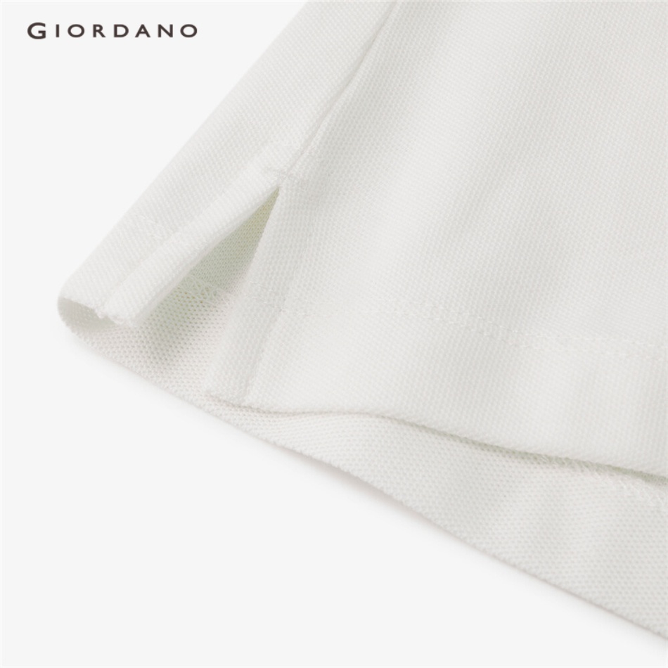 Áo polo GIORDANO 05313387 tay ngắn vải mát mùa hè nhanh khô thêu hoa cúc dáng ôm cho nữ