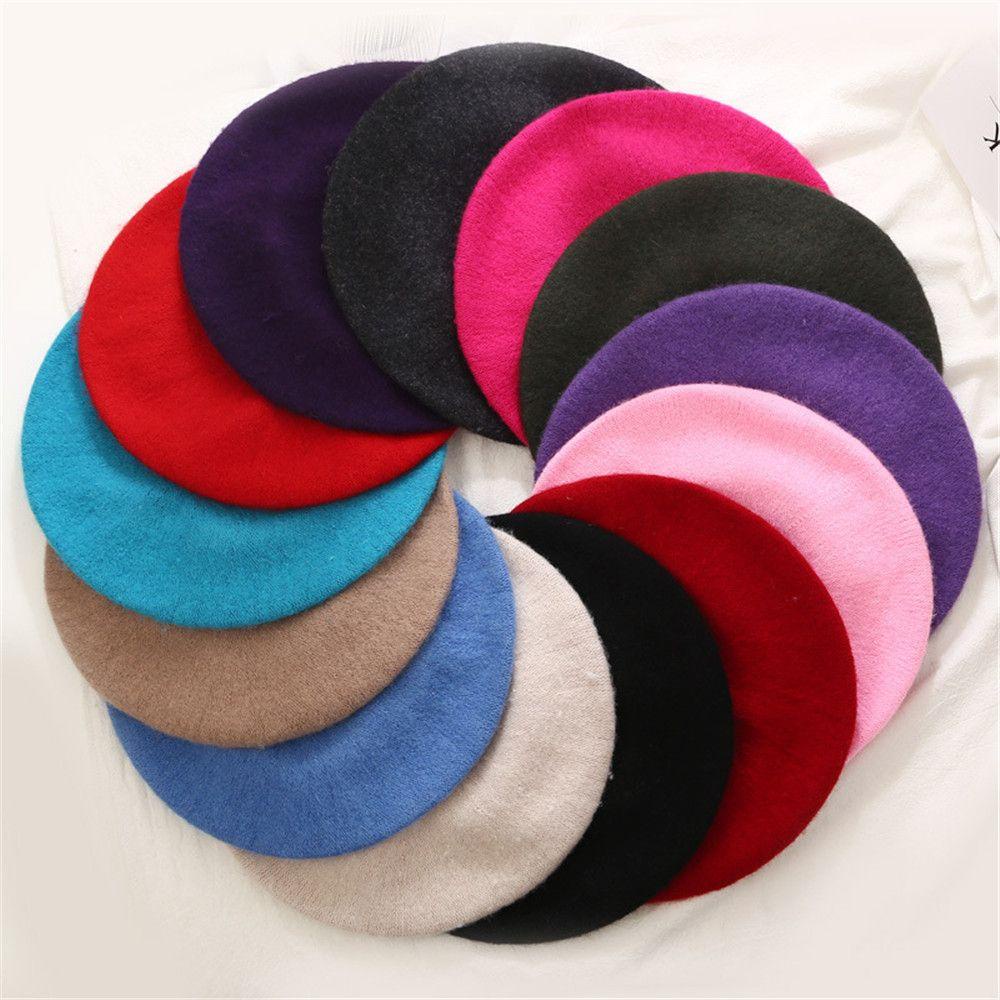 Mũ beret vải nỉ màu trơn phong cách Pháp cho nữ