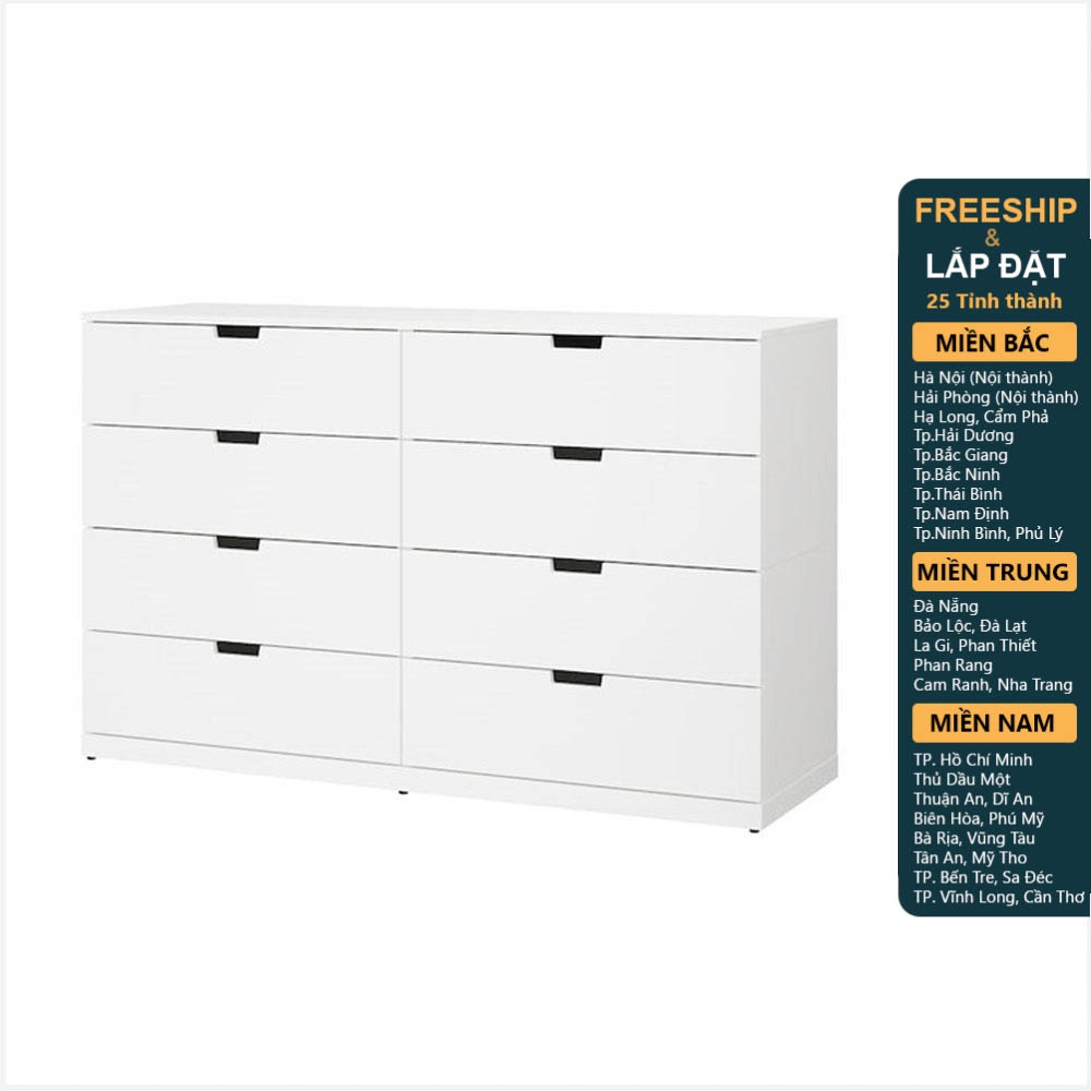 BANALDO, Tủ đựng đồ lưu trữ 8 ngăn kéo DRA_051, 160x47x98cm, tủ gỗ Scandi Home