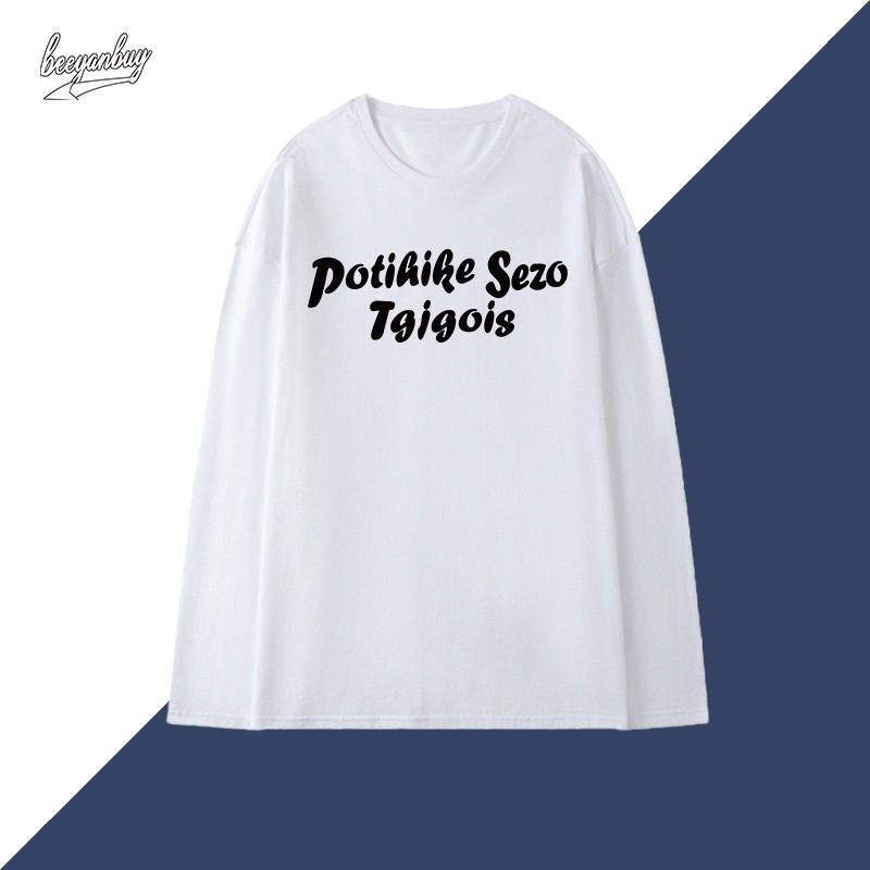Áo thun unisex BEEYANBUY tay dài oversize 100% từ cotton thời trang phong cách