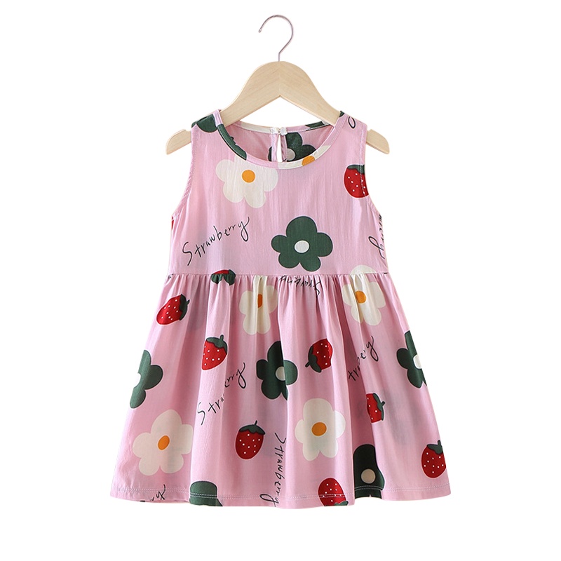 LJMOFA KIDS Váy Trẻ Em 2-8T Năm Cô Gái Mùa Hè Dễ Thương Váy Dầy Màu Sắc Hoa Vỡ Phim Hoạt Hình Khủng Long Nhiều Phong Cách Lựa Chọn