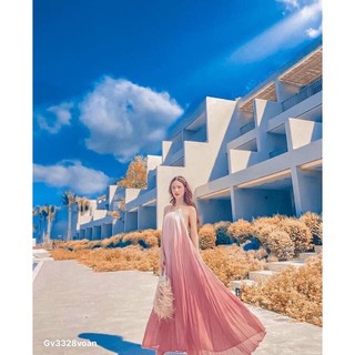 gv59- đầm maxi loang yếm , chất voan dập ly