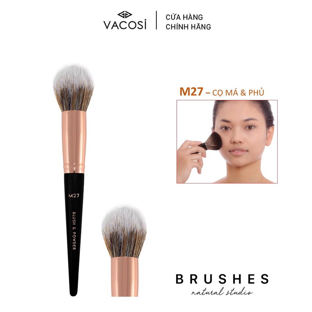 Cọ Phủ Lông Tổng Hợp Cao Cấp VACOSI BLUSH & POWDER BRUSH - M07 đầu dẹp xòe / M27 Đầu bầu tròn / M18 nắp đậy