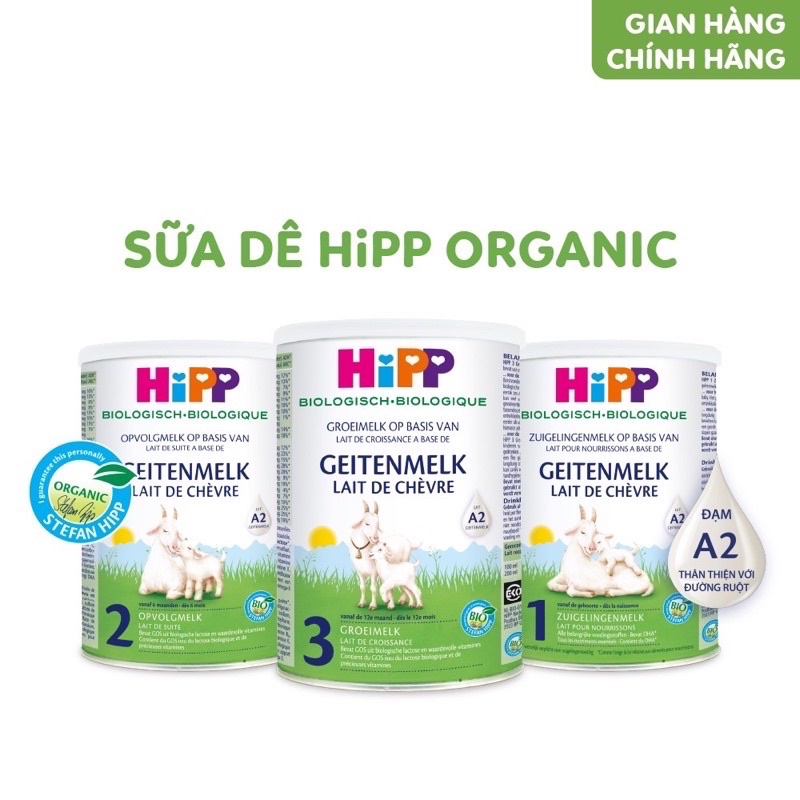 Combo 3 lon sữa dê hipp organic số 1,2,3 lon 400g