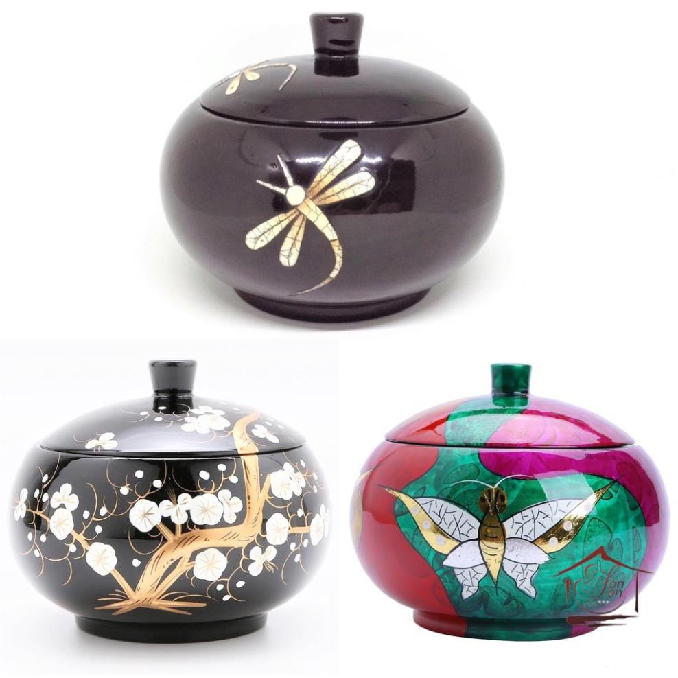 Hũ Đựng Kẹo-Quà Lưu Niệm Sơn Mài 16cm Dáng Quả Táo Trang Trí Decor Nhà Cửa