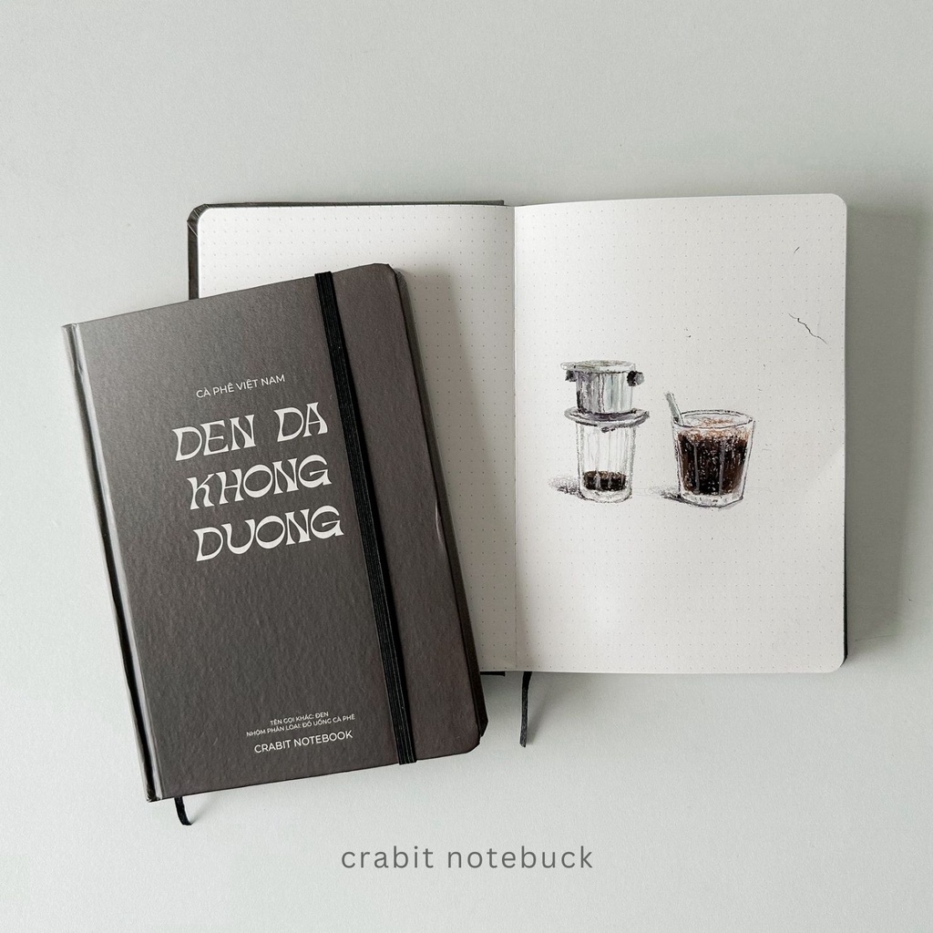 Sổ dot A5 130gsm ghi chép bullet journal Crabit Phê Phin Collection - Sổ Cà phê Đen đá