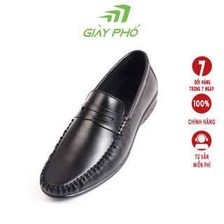 Giày loafer công sở da thật 2023 màu đen giầy phố, đế cao su êm chống trơn trượt, bảo hành 12 tháng