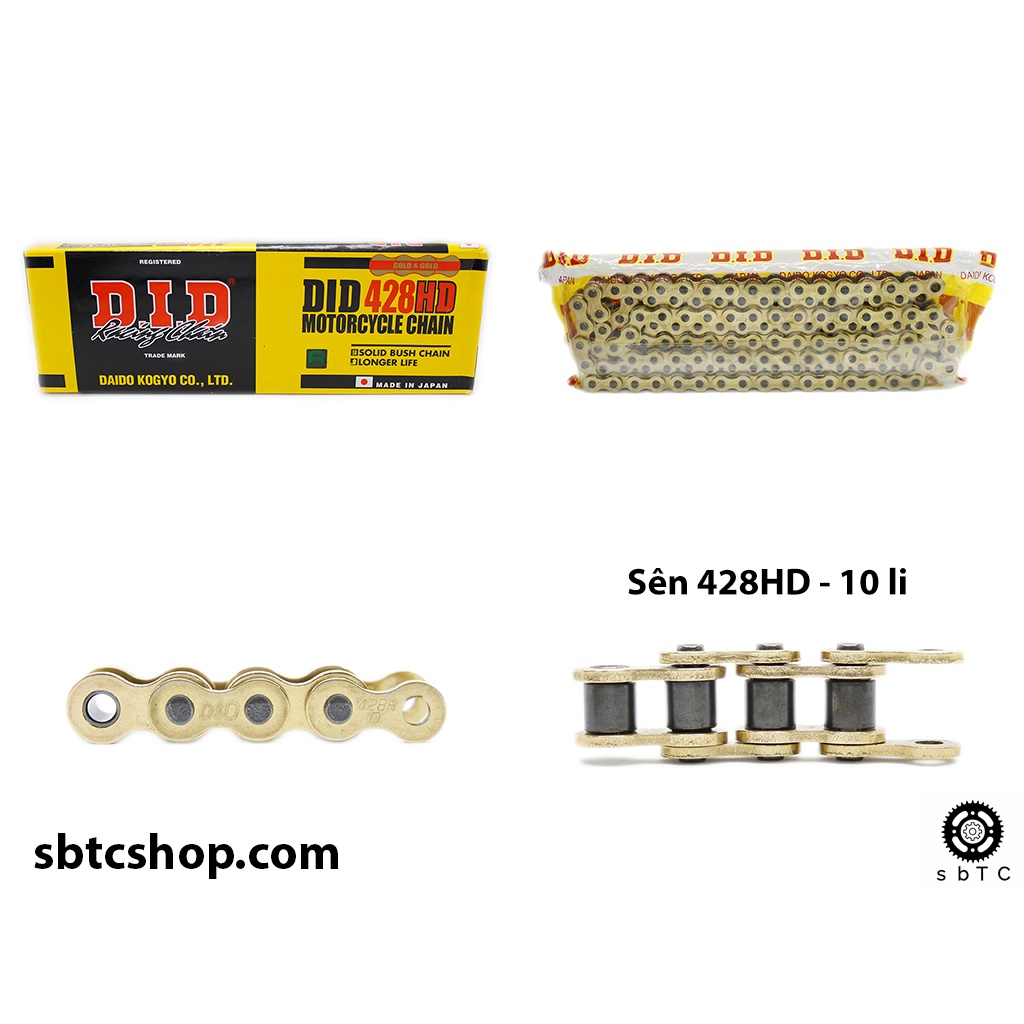 Sên lẻ vàng DID 428HD 10 li ly tem xanh chính hãng Nhật Bản