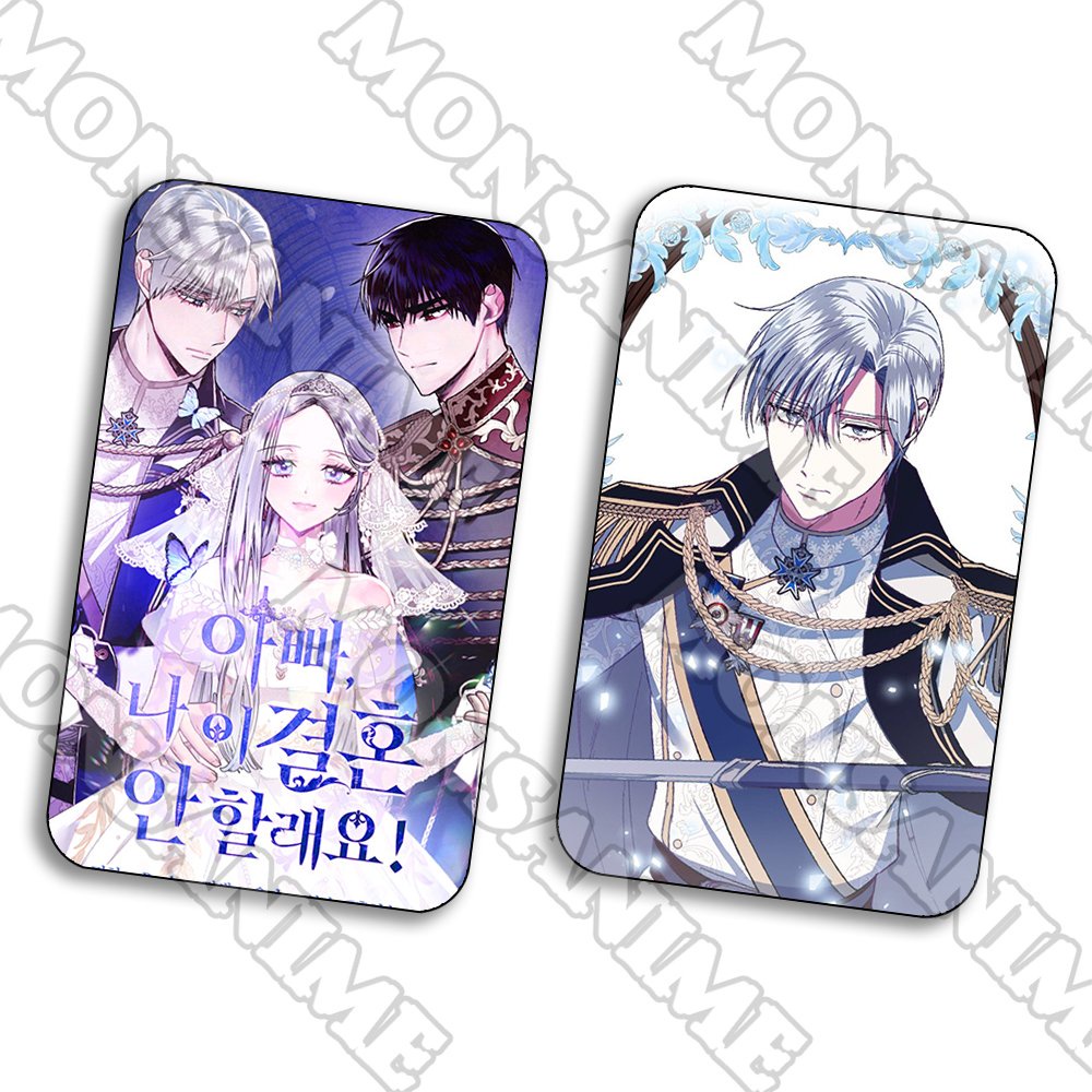 Ảnh card bo góc in hình CHA, CON KHÔNG MUỐN KẾT HÔN ver BA NGƯỜI manhua thẻ bo viền 5*8cm anime chibi