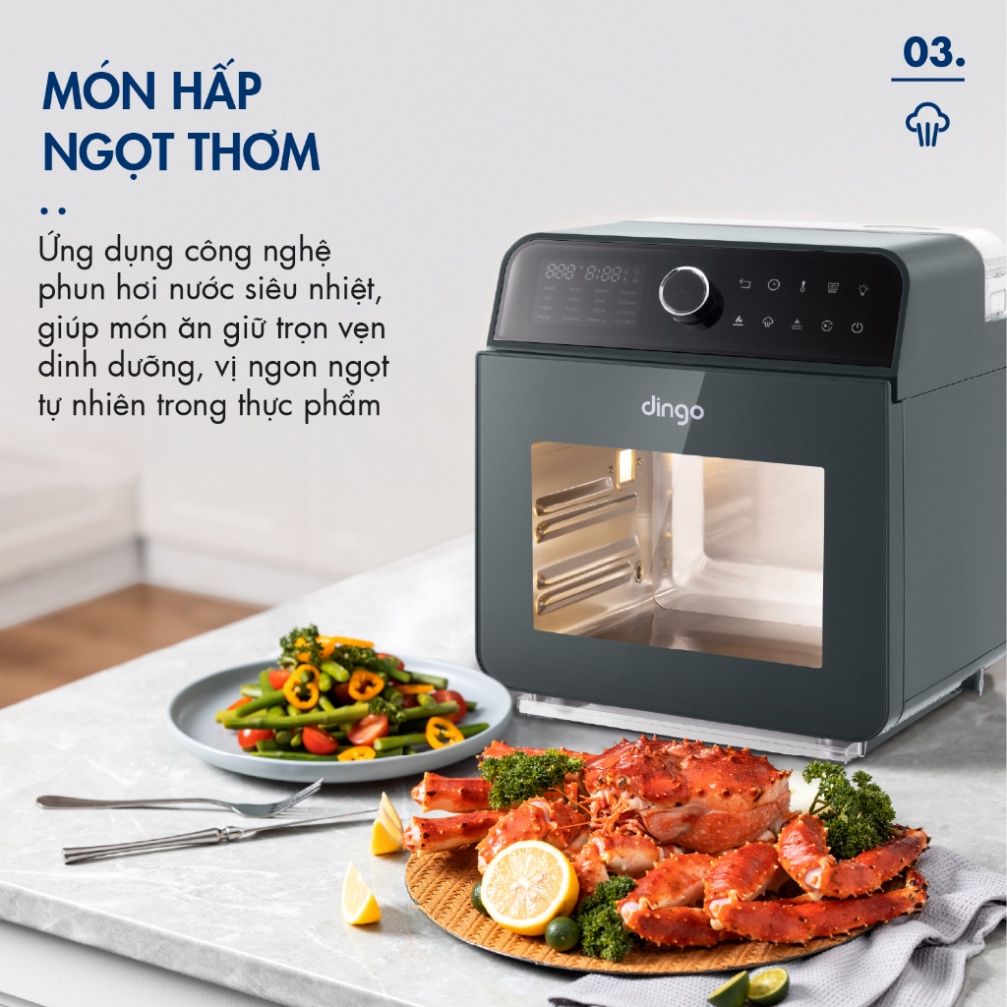 Nồi Chiên Hơi Nước DINGO DSF16 - Công Nghệ Mới Hấp Chiên Kết Hợp - Dung Tích 16L - Hàng Chính Hãng - Bảo Hành 24 Tháng