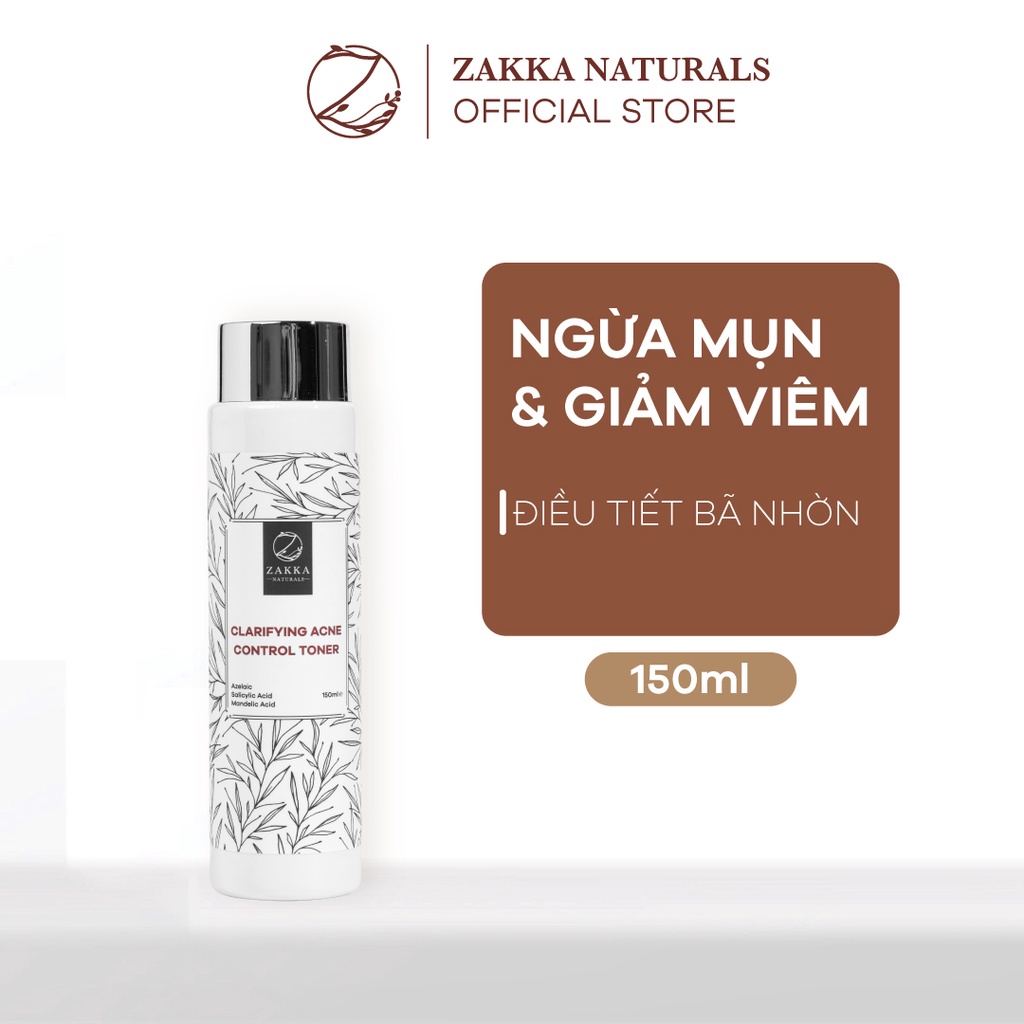 Toner Mandelic Zakka Naturals Ngừa Mụn, Làm Sạch Sâu, Kiềm Dầu Giảm Nhờn Clarifying Acne Control Toner 150ml