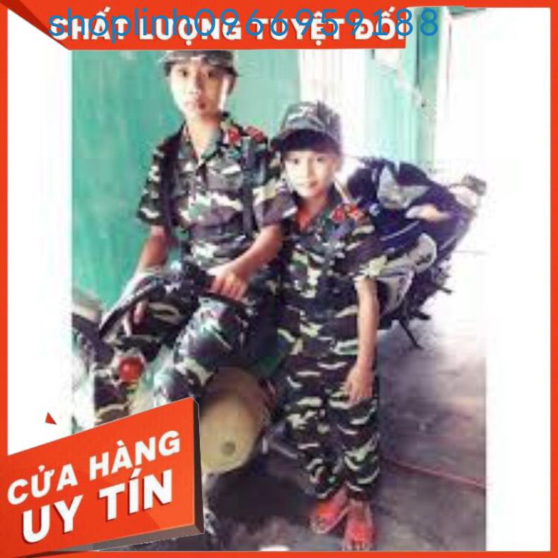 Bộ quần áo rằn ri trẻ em, lính trẻ em kèm nón