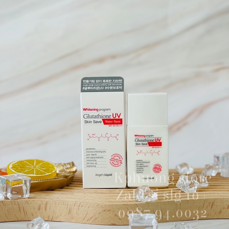 Kem chống nắng kiềm dầu, kháng nước Angel's Liquid Whitening Glutathione Uv Skin Save Water SPF50+ PA+++