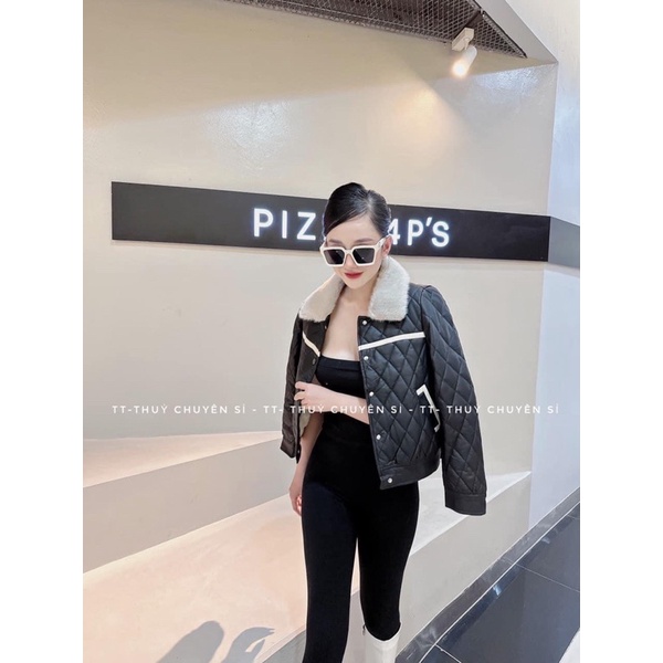 Áo phao trần trám túi chéo cổ lông hàng siêu đẹp